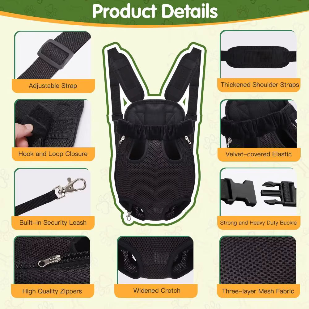 Mochila Transportadora para Mascotas – Malla Transpirable para Perros y Gatos Pequeños